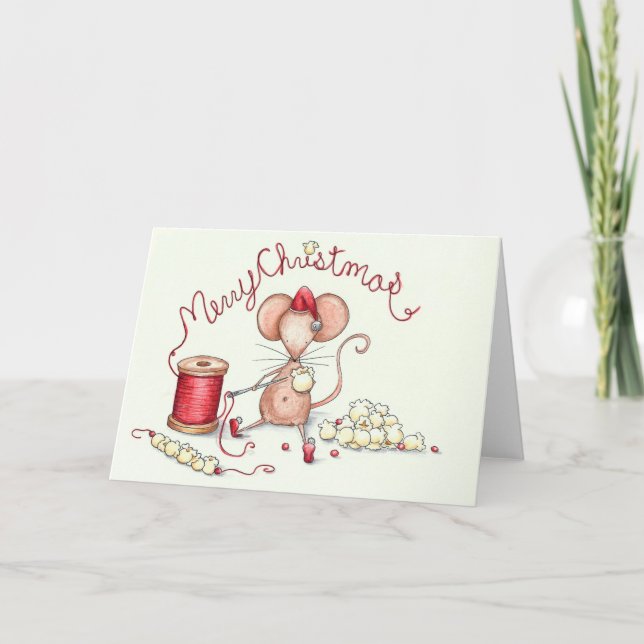 Popcorn Mouse Holiday Card (Front)