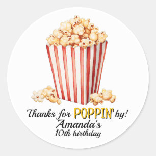 Popcorn Movie Night Birthday Stickers