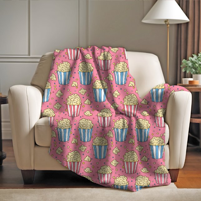 Popcorn & Movie Night Magic  Fleece Blanket (Creator Uploaded)