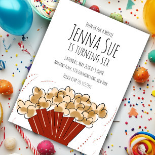 Popcorn Movie Outdoor Party Birthday  Invitation