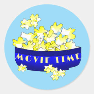 Popcorn Movie Time  Classic Round Sticker