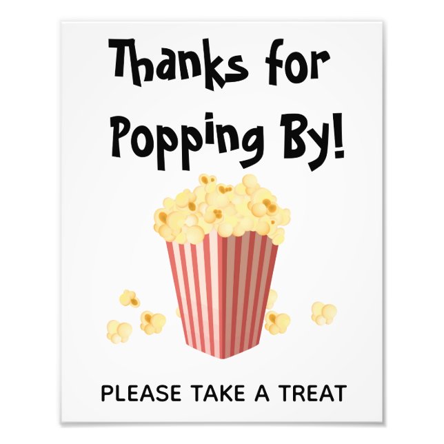 Popcorn Movie Wedding Shower Treat Sign (Front)