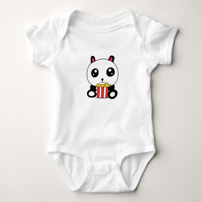 Popcorn Panda Baby Bodysuit (Front)