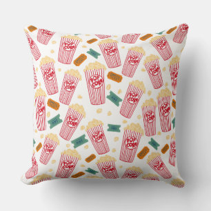 Popcorn Pattern Movie Night Theatre Fun Cushion