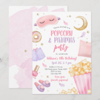 Popcorn Pyjamas Sleepover Slumber Party Birthday I
