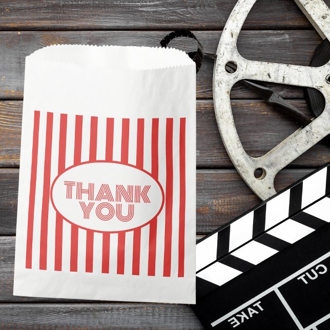 Popcorn Red and White Striped Movie Theme Party  Favour Bag (Creator Uploaded)
