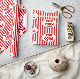 Popcorn Red Stripe Personalised  Wrapping Paper
