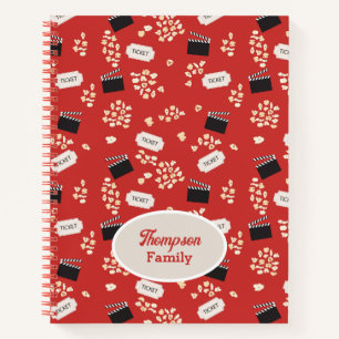 Popcorn Retro Movie Cinema Monogram Notebook