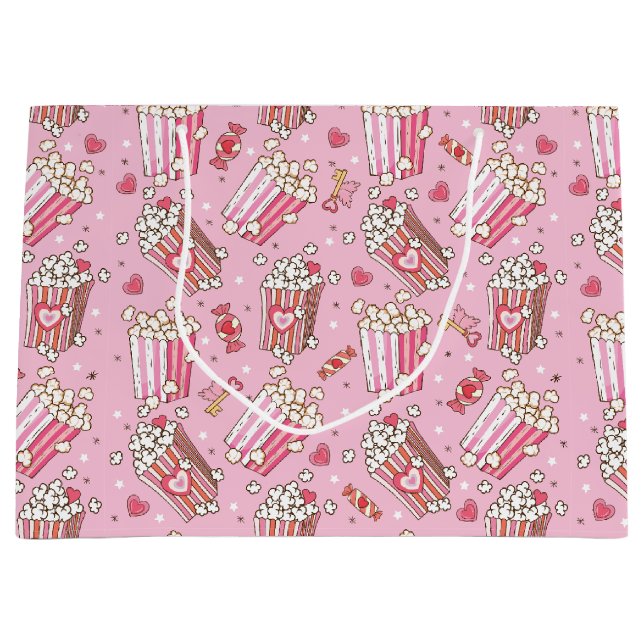Popcorn Retro Valentine's Large Gift Bag (Front)