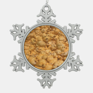 Popcorn Snowflake Pewter Christmas Ornament