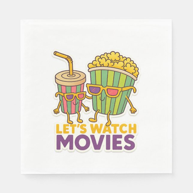 Popcorn & Soda Duo – Movie Night Vibes Napkin (Front)