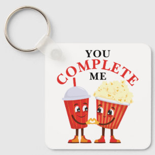 Popcorn Soda You complete me Anniversary gift Key Ring