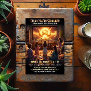 Popcorn Squad Movie Night Birthday Party Postcard