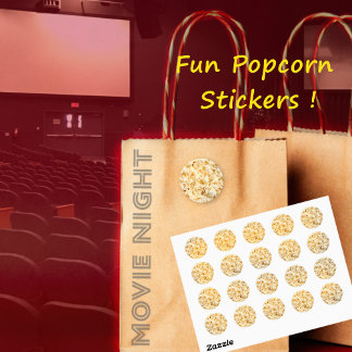 Popcorn stickers, sheet classic round sticker