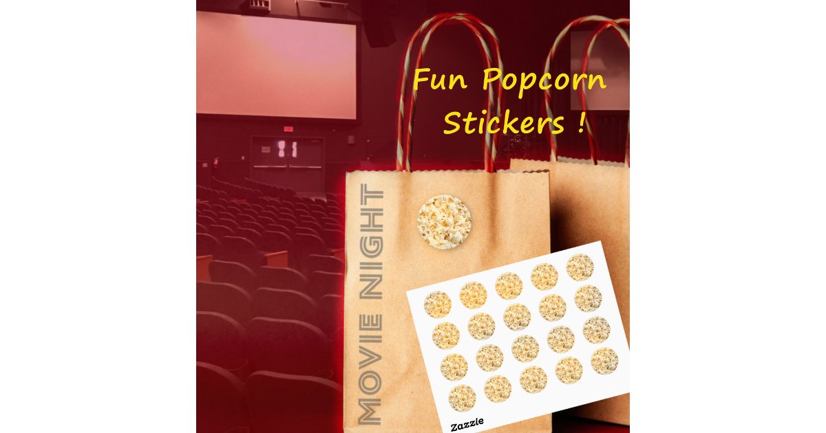 Popcorn Machine Sticker Popcorn stickers, sheet classic round sticker | Zazzle