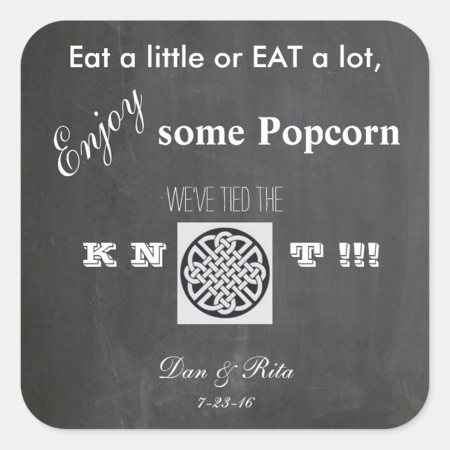 Popcorn Wedding Sticker (Front)