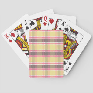Popcorn Yellow Bubblegum Pink Coffee Brown Plaid  Playing Cards