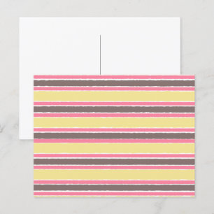 Popcorn Yellow Bubblegum Pink Coffee Brown Stripes Postcard