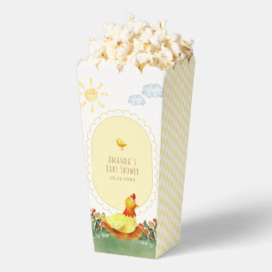 Popcorn Yellow Gingham Farm Chicken Baby Shower Favour Box