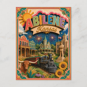 PopCut States Abilene Kansas Paper Art Postcard
