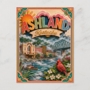 PopCut States Ashland Kentucky Paper Art Postcard