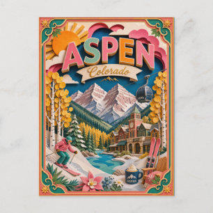PopCut States Aspen Colorado Paper Art Postcard