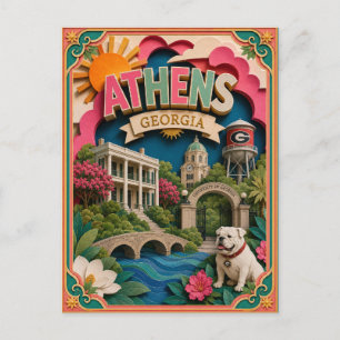 PopCut States Athens Georgia Paper Art Postcard