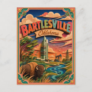 PopCut States Bartlesville Oklahoma Paper Art Postcard
