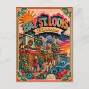 PopCut States Bay St. Louis Mississippi Paper Art Postcard