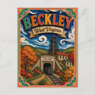 PopCut States Beckley West Virginia Paper Art Postcard