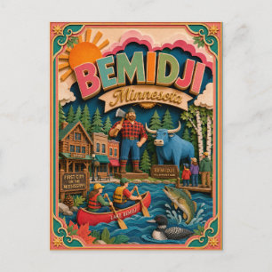 PopCut States Bemidji Minnesota Paper Art Postcard