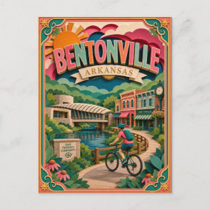 PopCut States Bentonville Arkansas Paper Art Postcard