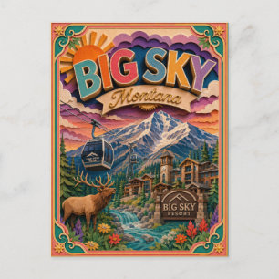 PopCut States Big Sky Montana Paper Art Postcard