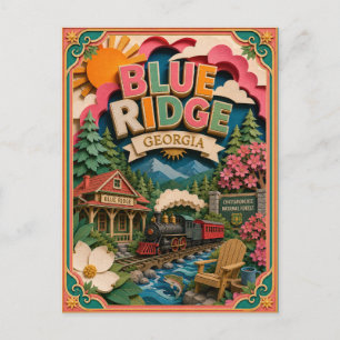 PopCut States Blue Ridge Georgia Paper Art Postcard