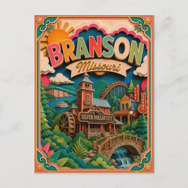 PopCut States Branson Missouri Paper Art Postcard (Front)