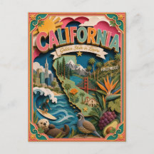 PopCut States California Colourful 3D Paper Art