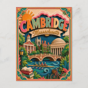 PopCut States Cambridge Massachusetts Paper Art Postcard