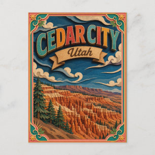 PopCut States Cedar City Utah Paper Art Postcard