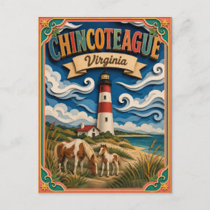 PopCut States Chincoteague Virginia Paper Art Postcard