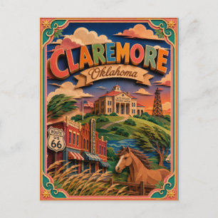 PopCut States Claremore Oklahoma Paper Art Postcard