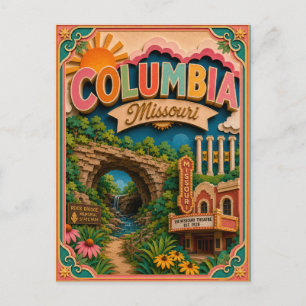 PopCut States Columbia Missouri Paper Art Postcard