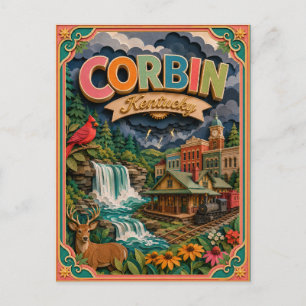 PopCut States Corbin Kentucky Paper Art Postcard