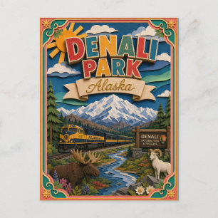 PopCut States Denali Park Alaska Paper Art Postcard
