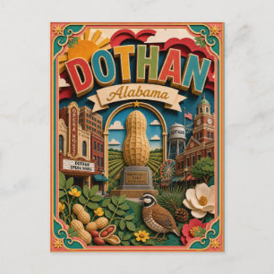 PopCut States Dothan Alabama Paper Art Postcard
