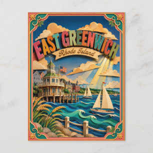 PopCut States East Greenwich Rhode Island Art Postcard