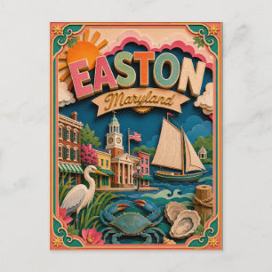 PopCut States Easton Maryland Paper Art Postcard