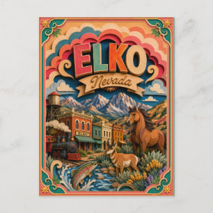 PopCut States Elko Nevada Paper Art Postcard