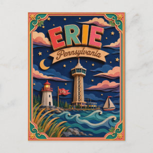 PopCut States Erie Pennsylvania Paper Art Postcard