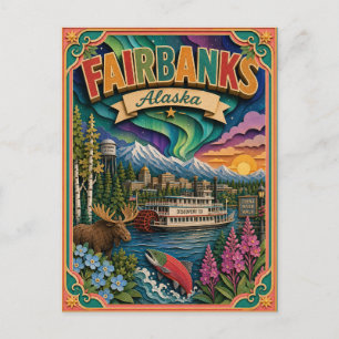 PopCut States Fairbanks Alaska Paper Art Postcard