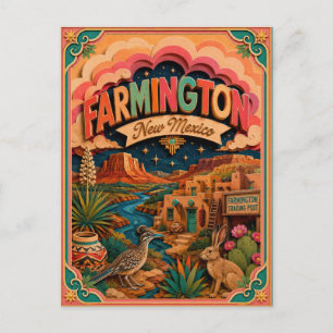 PopCut States Farmington New Mexico Paper Art Postcard